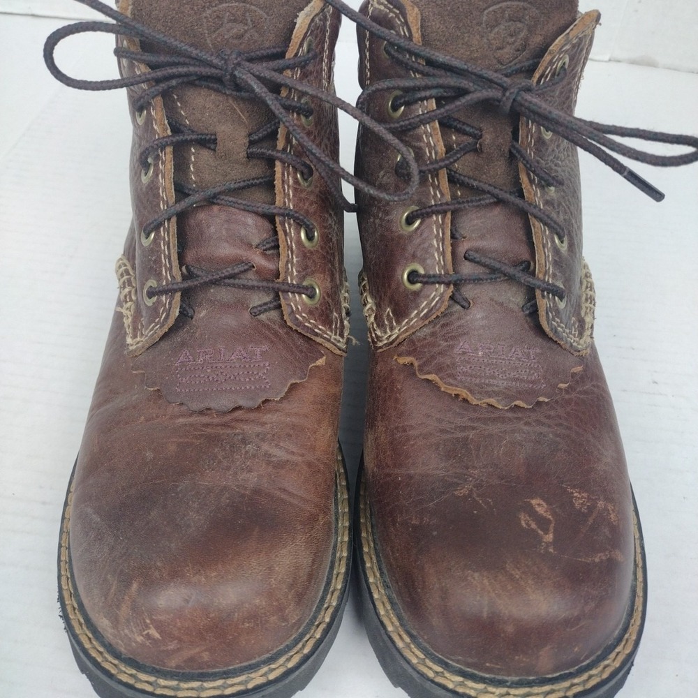 ARIAT Leather Boots Women's 9 B Canyon Lace-Up Brown Work Hiking - Picture 8 of 11